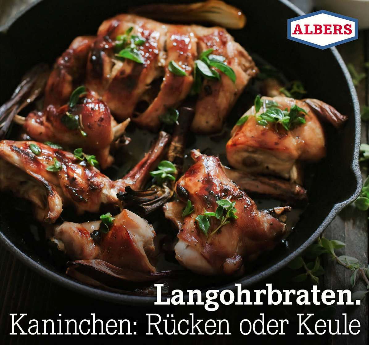 Langohrbraten. Kaninchen: Rücken oder Keule